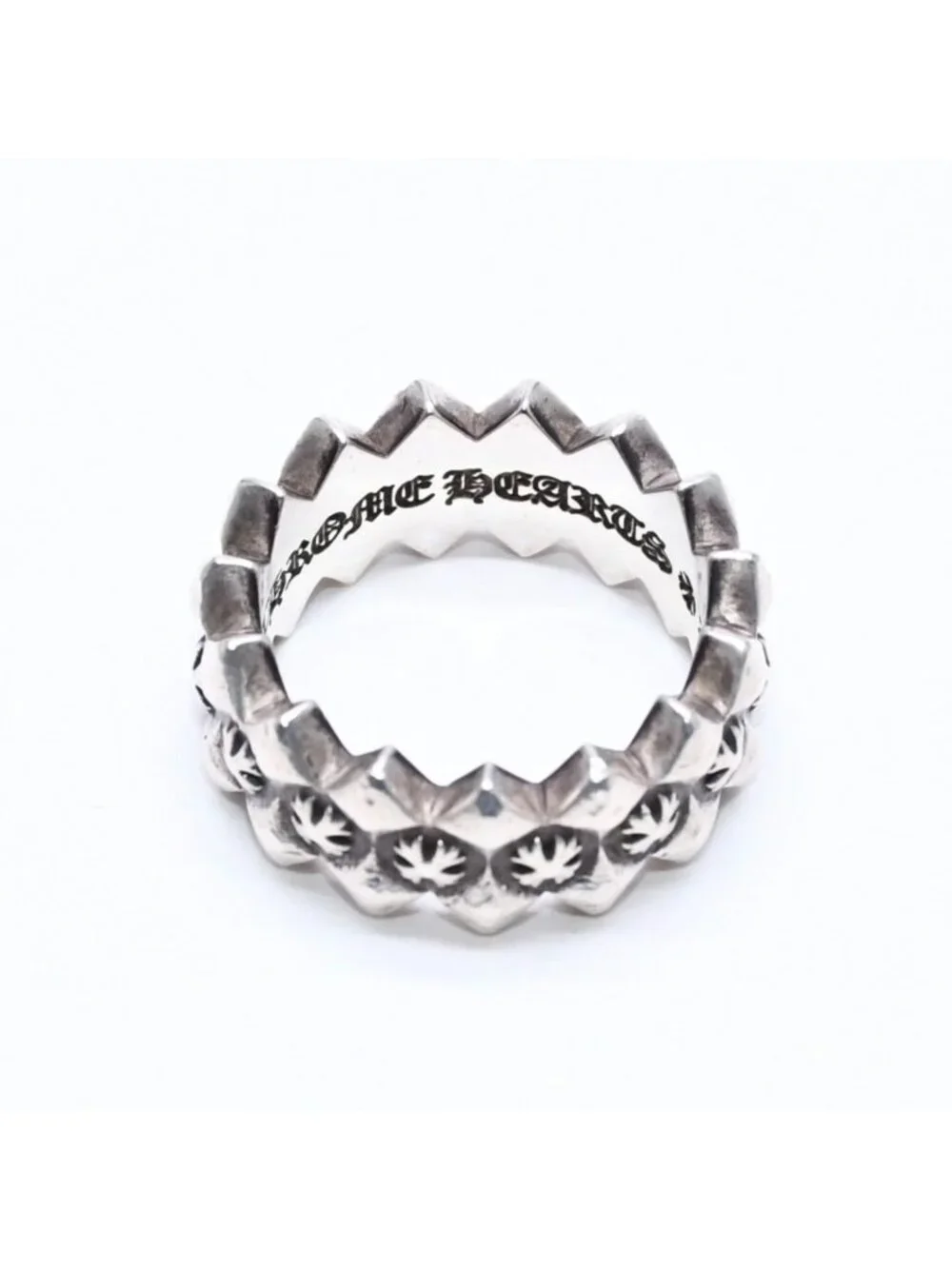Chrome Hearts Double Pyramid Plus Ring 925 Sterling Silver